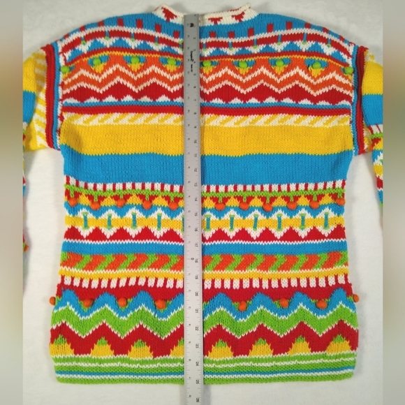 Women's Clarity Creations Hand Knit Colorful Artistic Cheerful Soft Sweater Med. - Picture 8 of 12